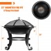 KingSo 22" Steel Outdoor Wood Burning Fire Pit BBQ Grill Steel Bowl with Round Mesh Spark Screen Cover
